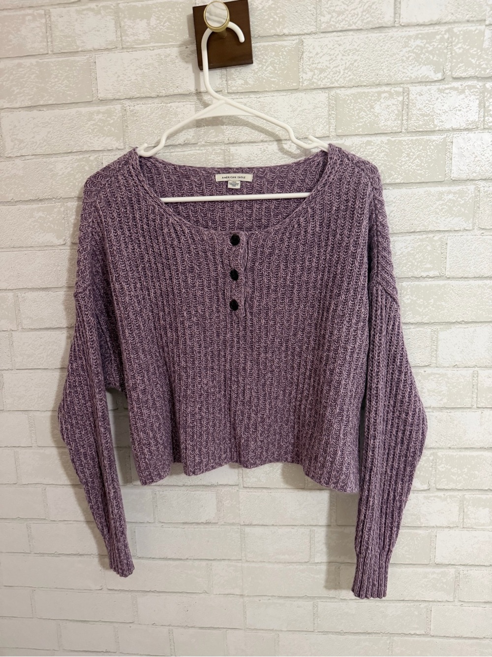 American Eagle Outfitters Lavender Knit Crop Sweater Large #3099